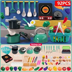 Deluxe Kids Kitchen Play Set - Pretend Cooking and Food Accessories (92PCS Green)