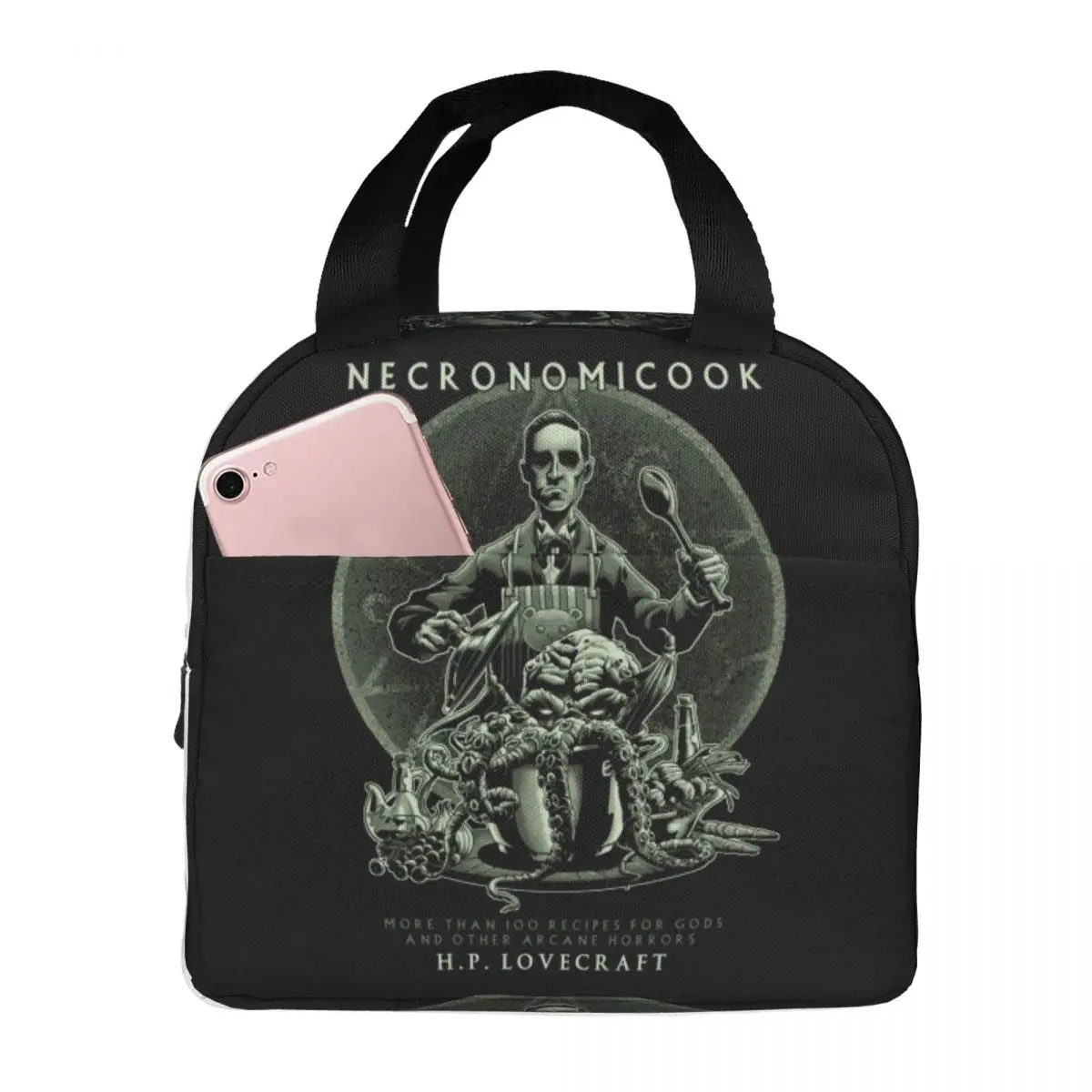 

Necronomicook Call Of Cthulhu Lunch Bags Portable Insulated Oxford Cooler Thermal Picnic Tote for Women Girl