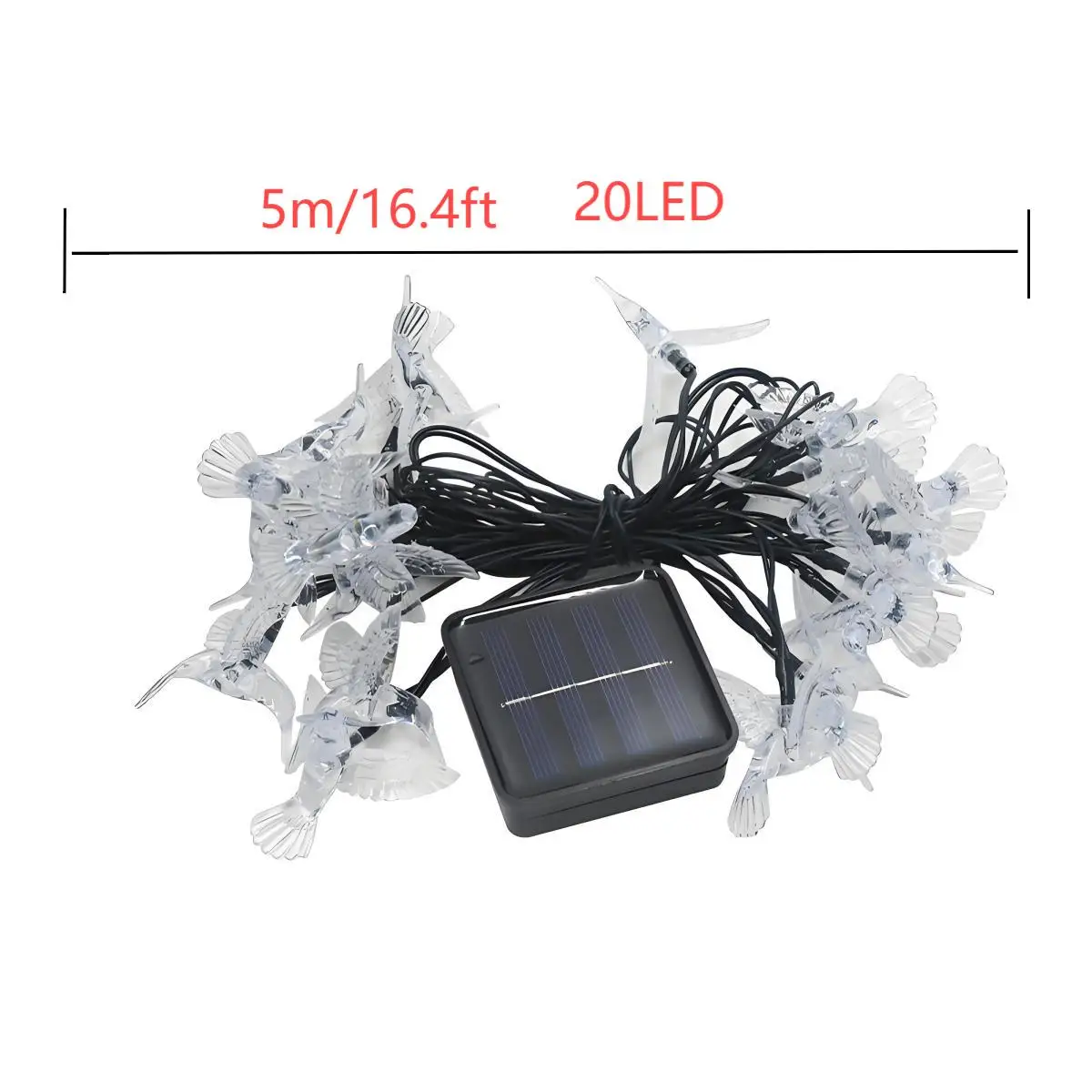 Solar-Powered Hummingbird Fairy Lights - Decorative Outdoor LED String Lights for Garden, Yard, and Fence, Waterproof with 8 Lighting Modes