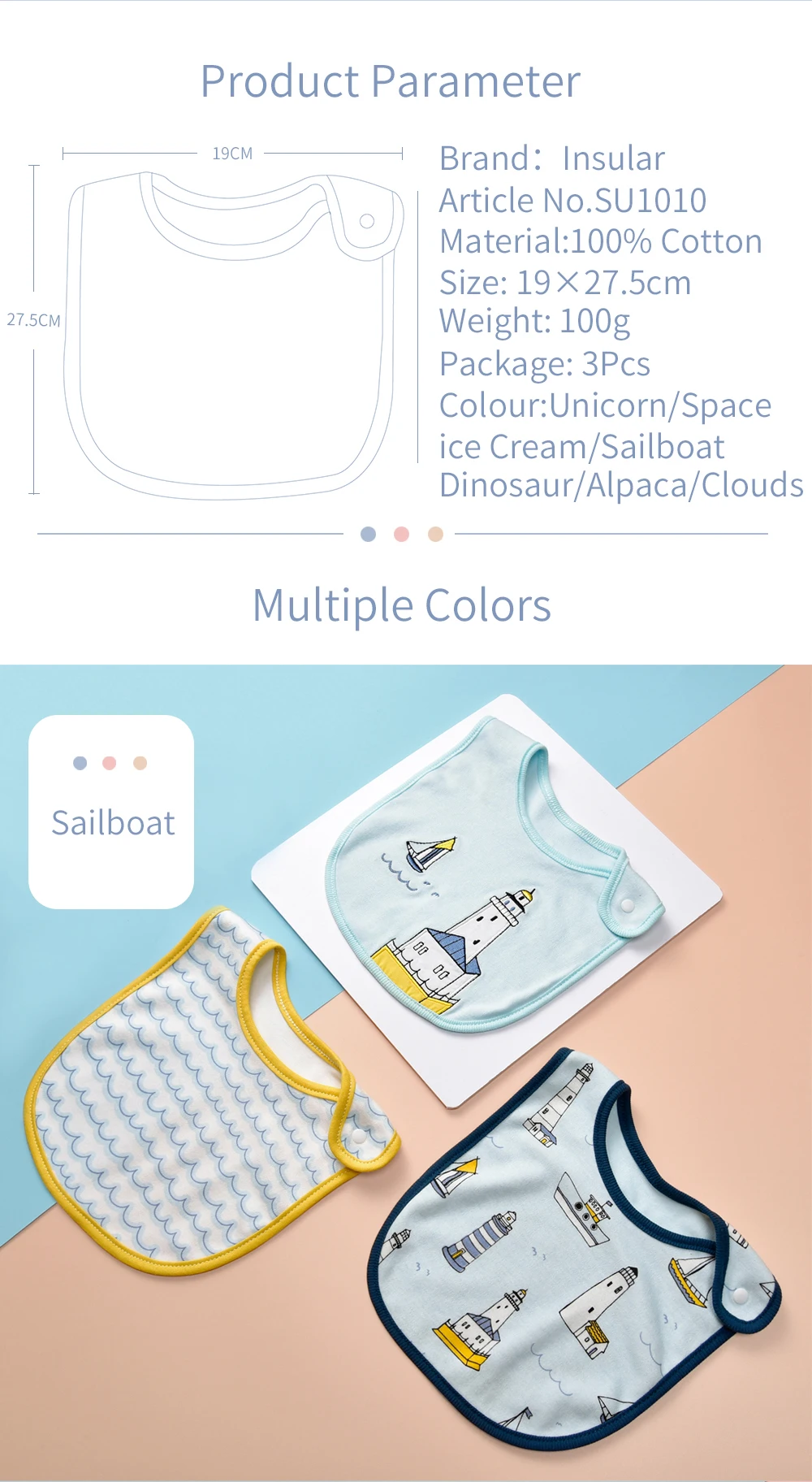 INSULAR 패셔너블한 면 소재  턱받이,  용 다기능 수유 턱받이 침 타월 스카프