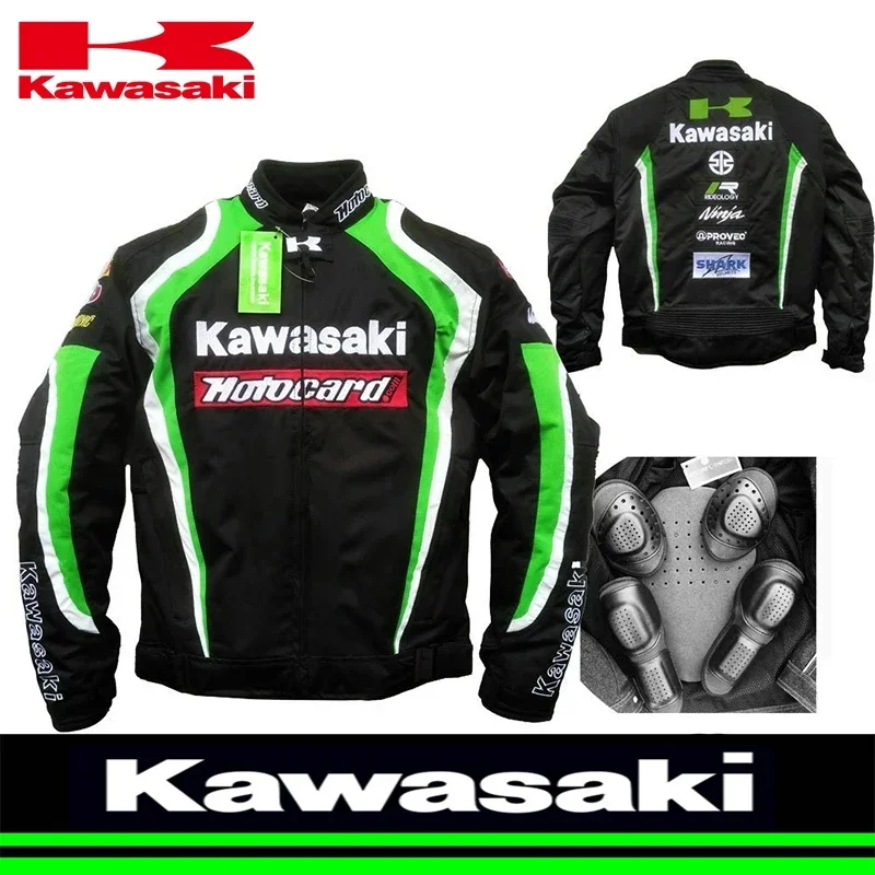 

Новая мотоциклетная куртка Kawasaki из ткани Оксфорд, всесезонный костюм для верховой езды, непродуваемая теплая куртка с защитой от ветра на осень