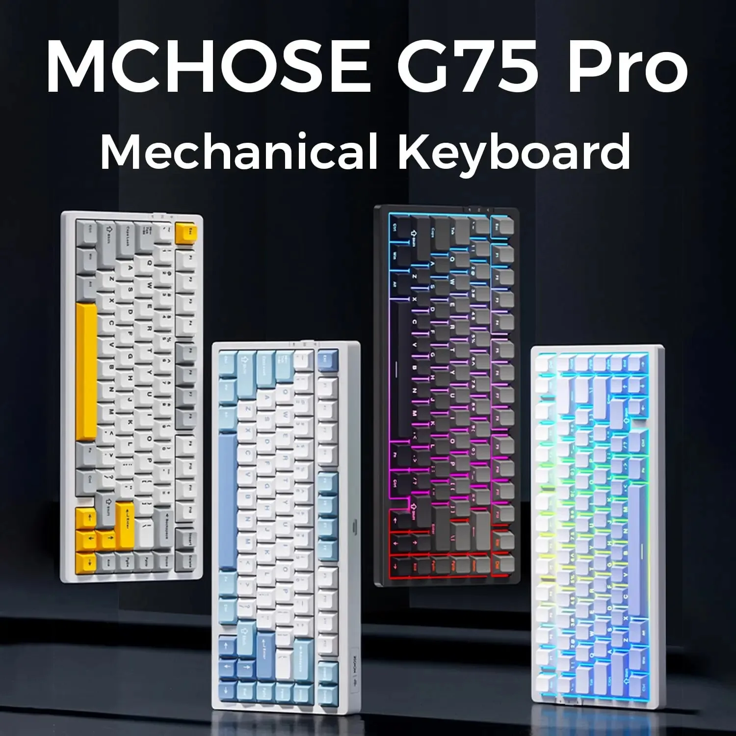 MCHOSE G75 Pro 핫스왑 가능 무선 기계식 키보드 75% 레이아웃 가스켓 마운트 5겹 댐핑 RGB 백라이트 트리플 모드 ?