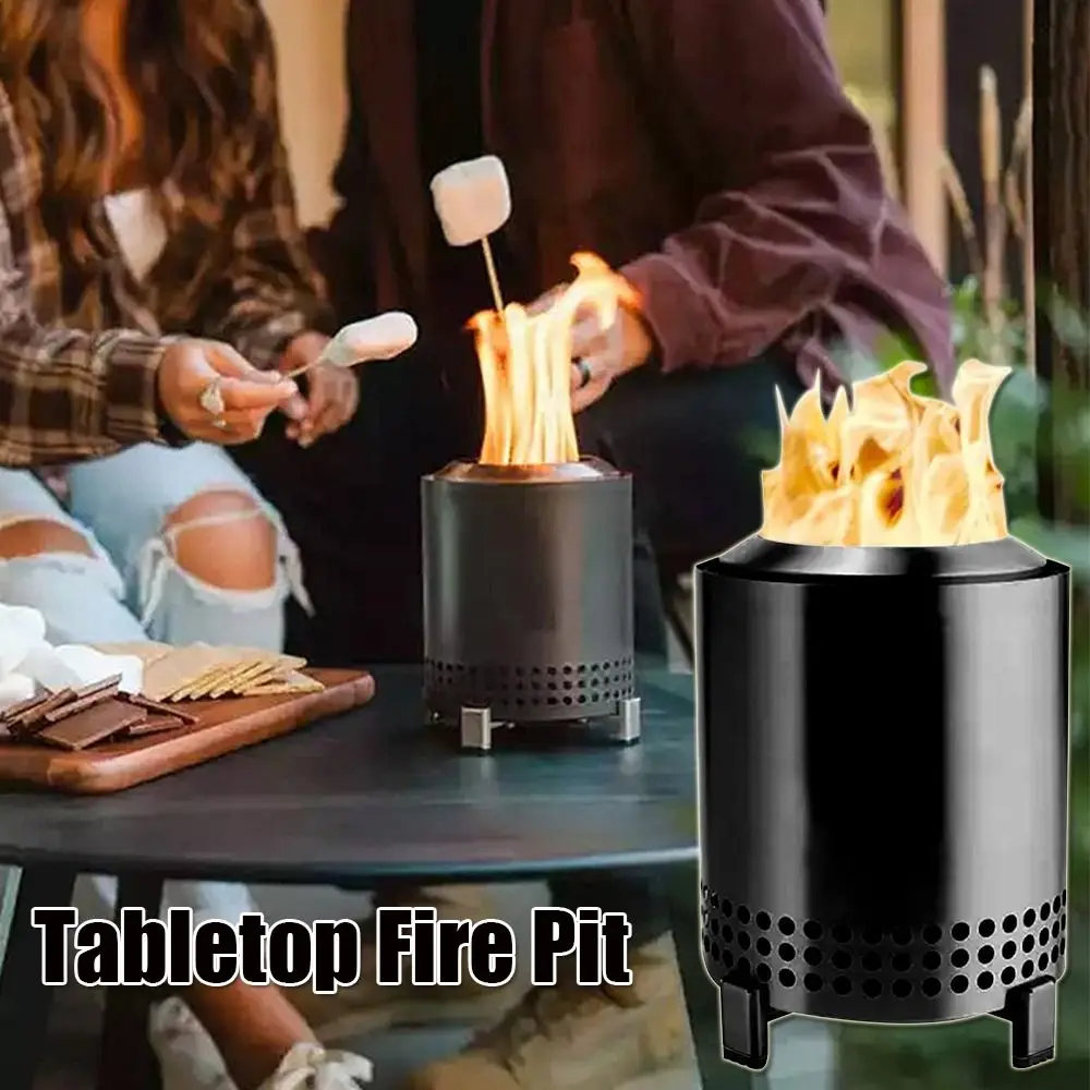 Camping Wood Stove Tabletop Fire Pit with Stand Low Smoke Mini Outdoor