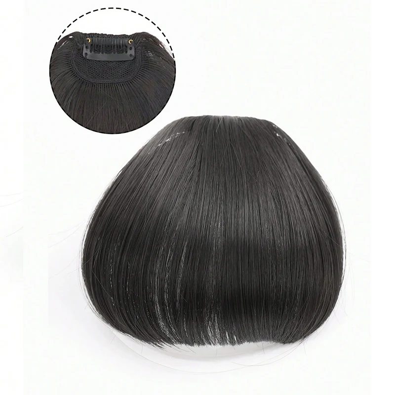 Peruka syntetyczna grzywka naturalne krótka brązowa Blond czarne sztuczne włosy przedłużanie frędzli włosy Clip in kawałki