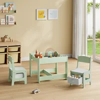 WOLTU Table pour enfants avec 2 chaises, plateau de table réversible, ensemble de meubles pour enfants avec espace de rangement pour salle de jeux, pépinière 1
