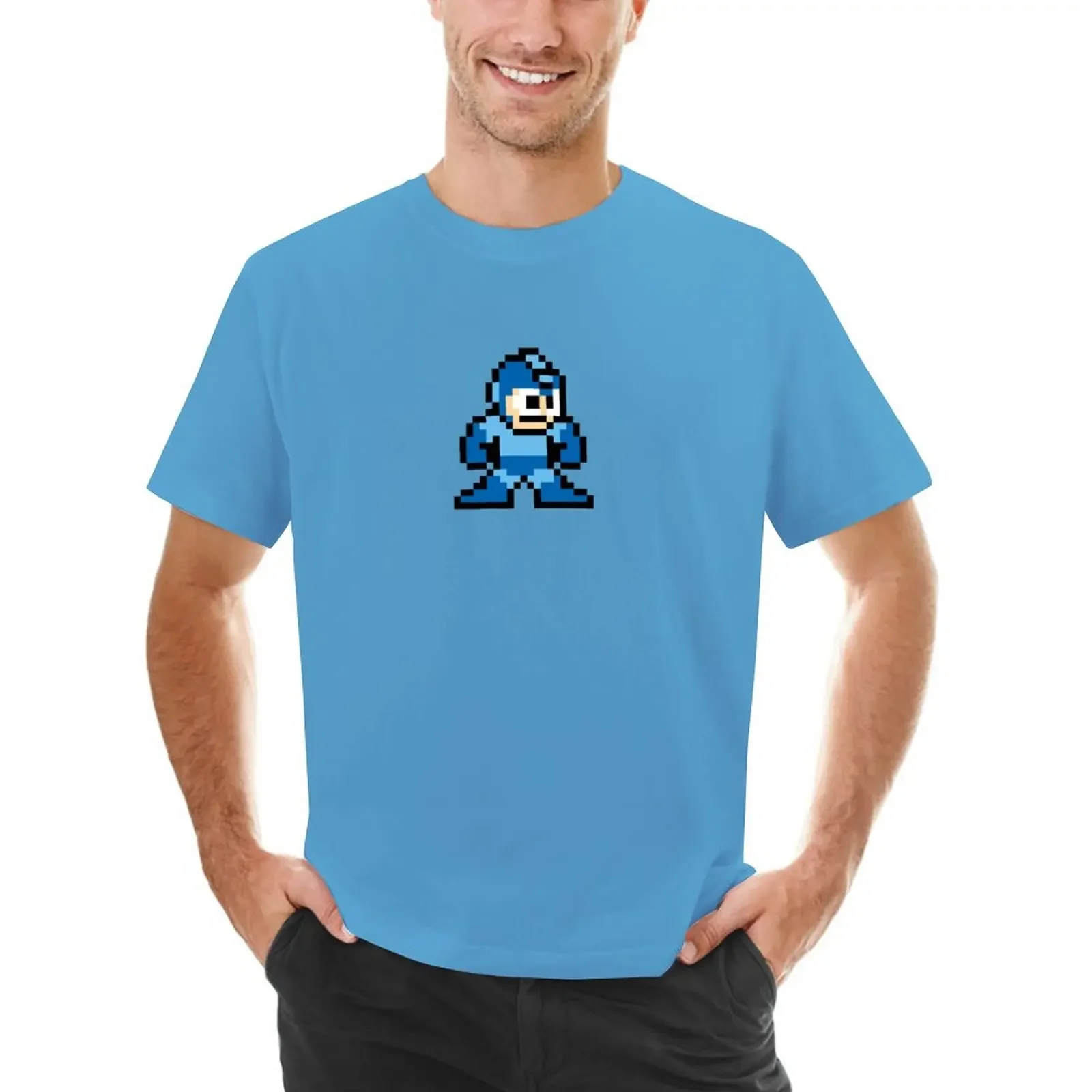 

Pixel Megaman Standing T-Shirt oversizeds quick drying tops workout shirts for men