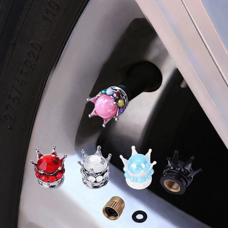 

4 Pack Tire Valve-Caps Universal Handmade Rhinestones Stem Covers for Car Trucks