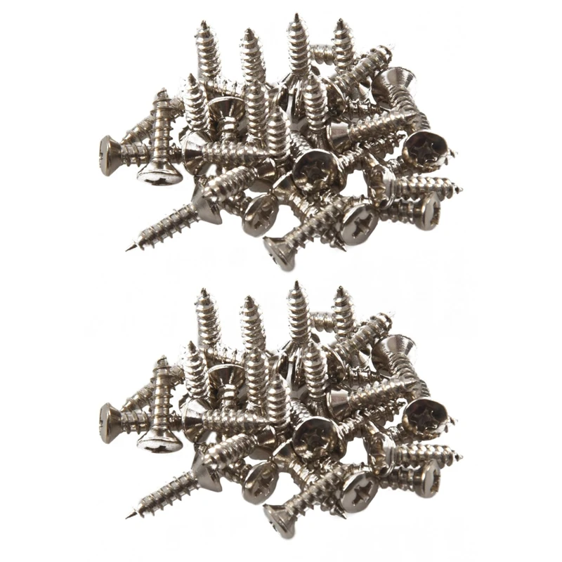 

60Pcs Pickguard Screw For Fender Strat/Tele Electric Guitar Bass Silver