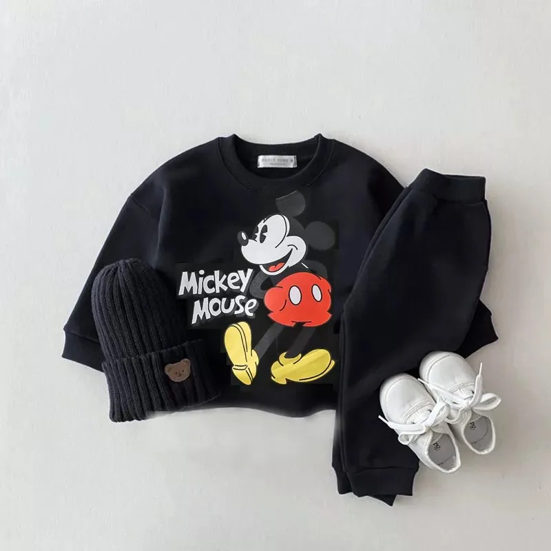 디즈니 새로운 정장 어린이 인쇄 O-neck 까마귀 + 운동복 캐주얼 패션 코튼 부드러운 의상 Infantil 소년 2pcs