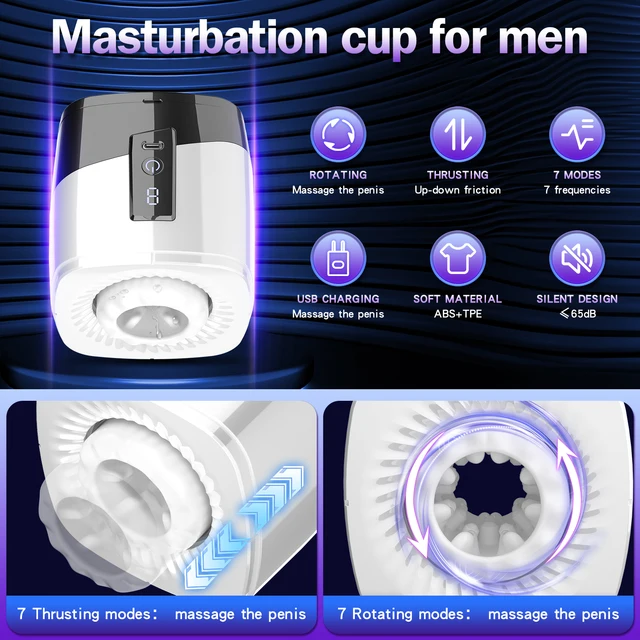 HESEKS Automatic man masturbator 7 Thrusting Rotation Masturbating Machine Vagina for Men Adult Goods Men