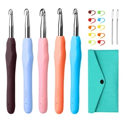 Vibrant Ergonomic Crochet Hook Set for Beginners - 14 - Piece Collection (2mm - 10mm) with Carrying Case (18pcs)