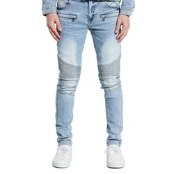 Men's Stretch Skinny Moto Biker Jeans Fashion Casual Denim 2022 Jeans