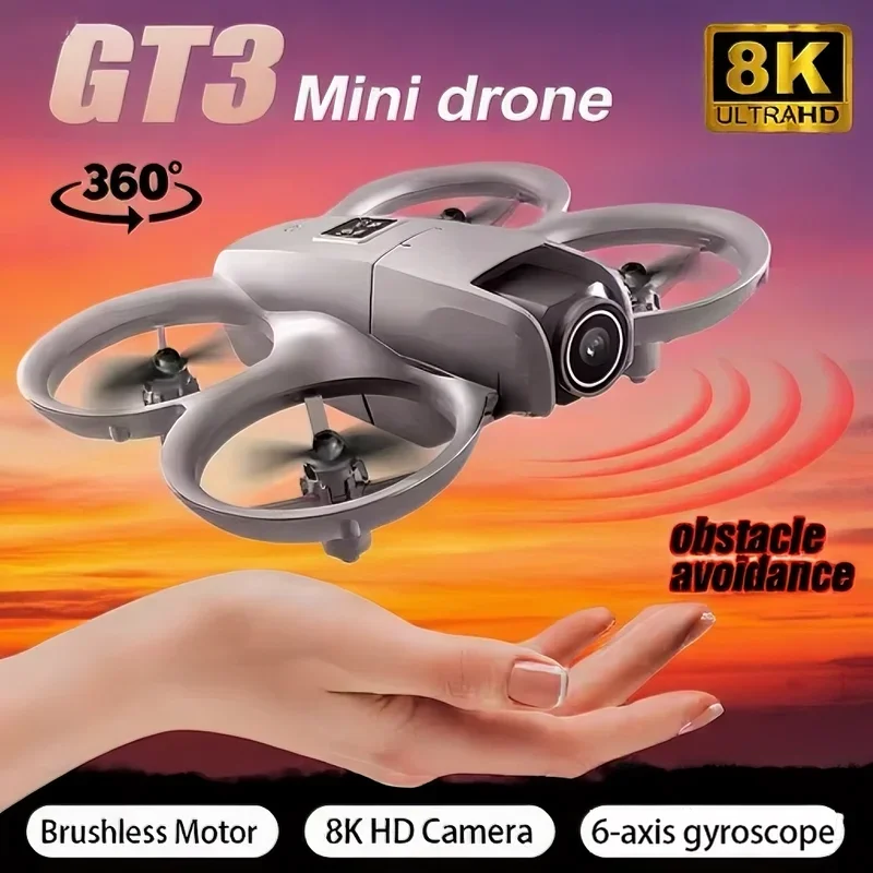 Mini Drone GT3 con Telecamera 4K HD per Adulti e Bambini, Drone FPV Pieghevole con Decollo/Atterraggio con Un Tasto, Mantenimento dell'Altitudine, Giocattoli e Regali per Ragazzi