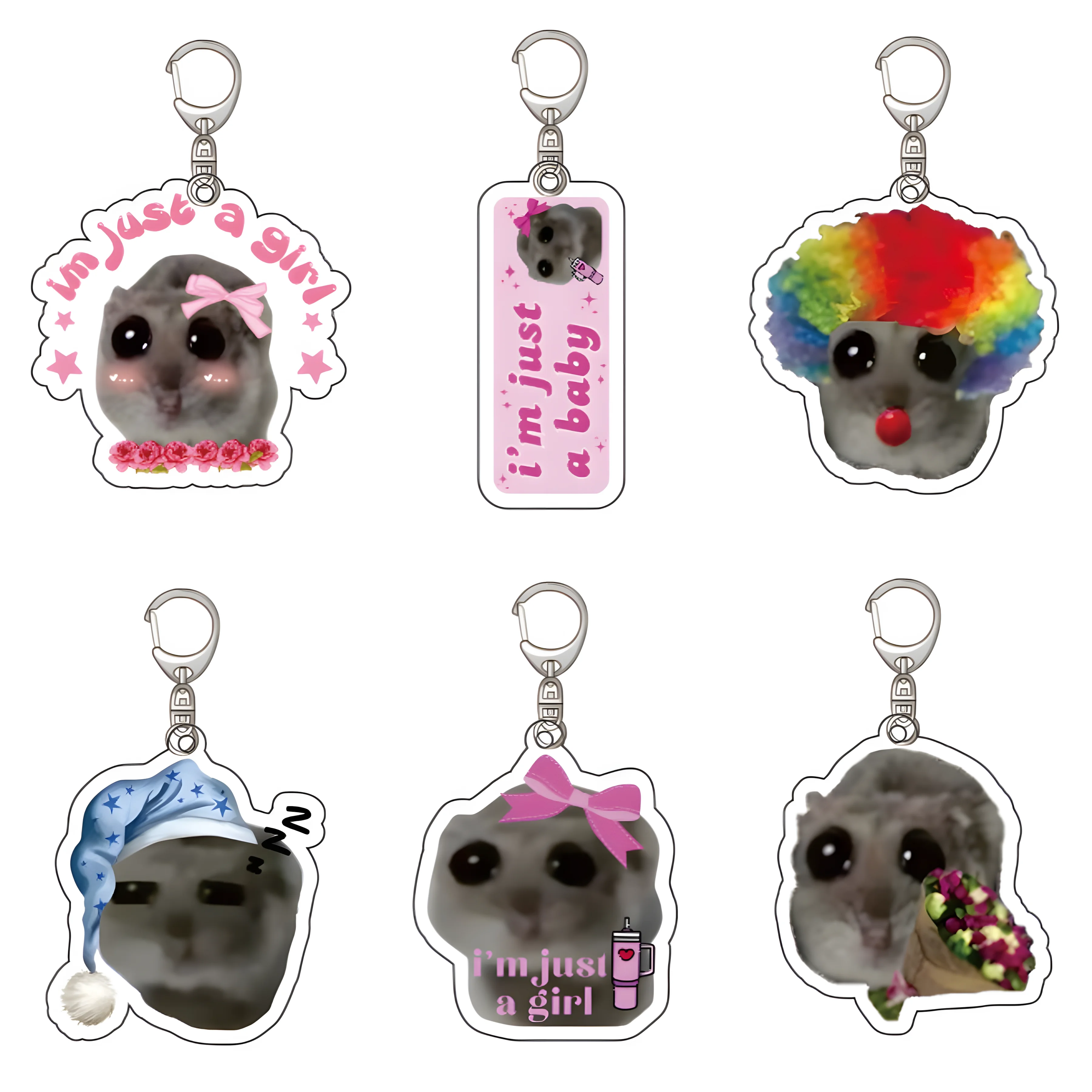 Забавный мем «Я просто грустная девушка», хомяк, акриловый брелок для аксессуаров, сумка, брелок, ювелирные изделия, фанаты, подарок