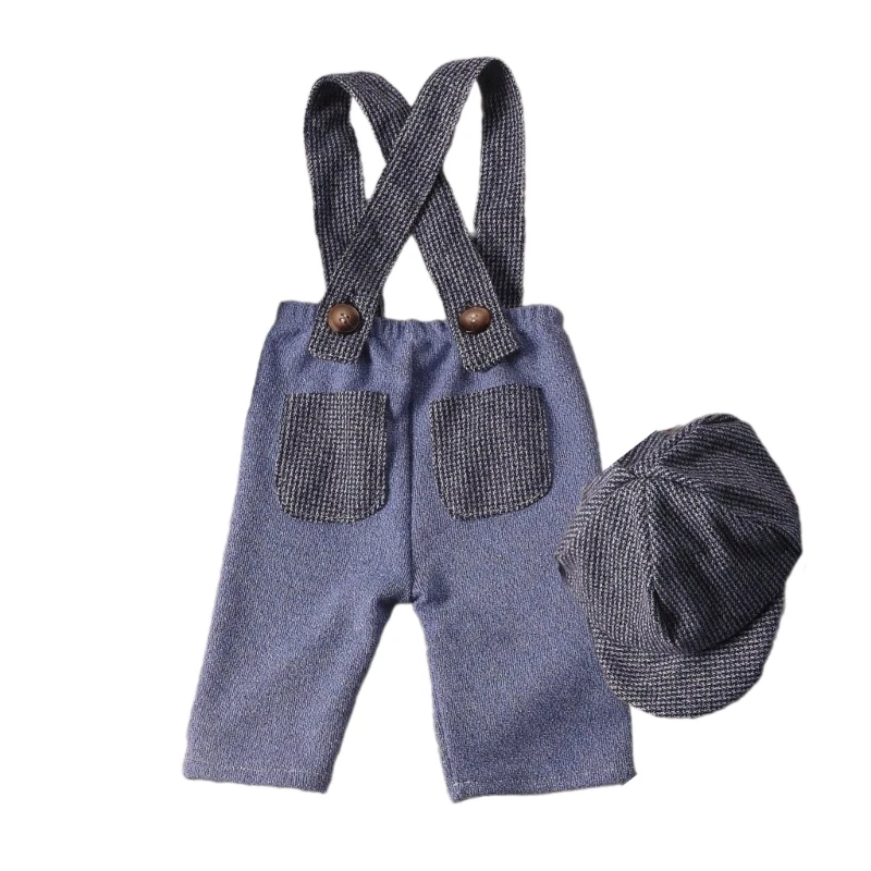 

Infant Photography Props Suspender Pants Soft Cap Baby Photo Suit Photoshooting Props Clothes Newborn Shower Gift