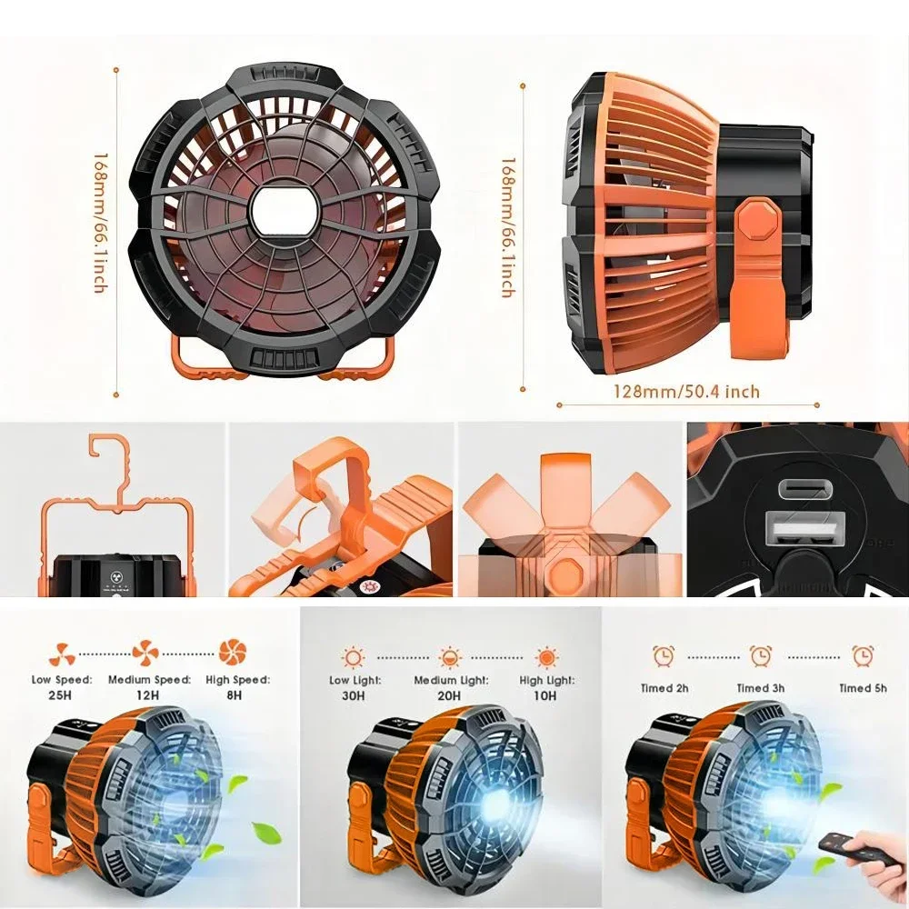 Rechargeable Camping Fan Light 3