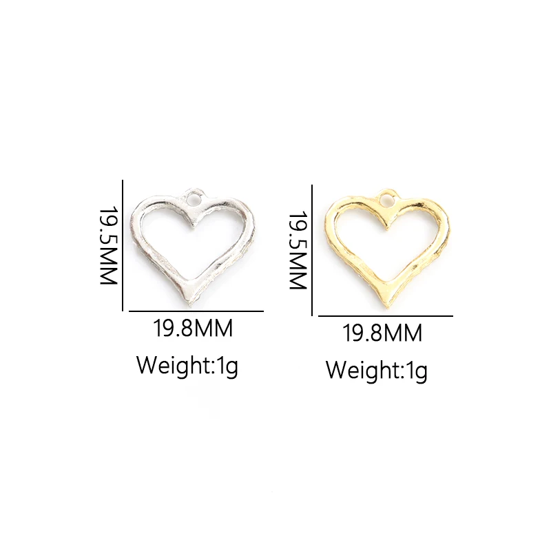 10pcs Simple Trendy Crystal Rhinestones Heart-shaped Charms Couples Jewelry Accessories DIY Necklace Earrings Openwork Pendants
