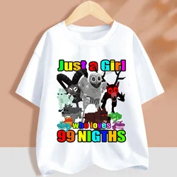 Children's Cartoon Forest Adventure White T - Shirt - Round Collar Anime Tee for Boys and Girls (SLSC 7)
