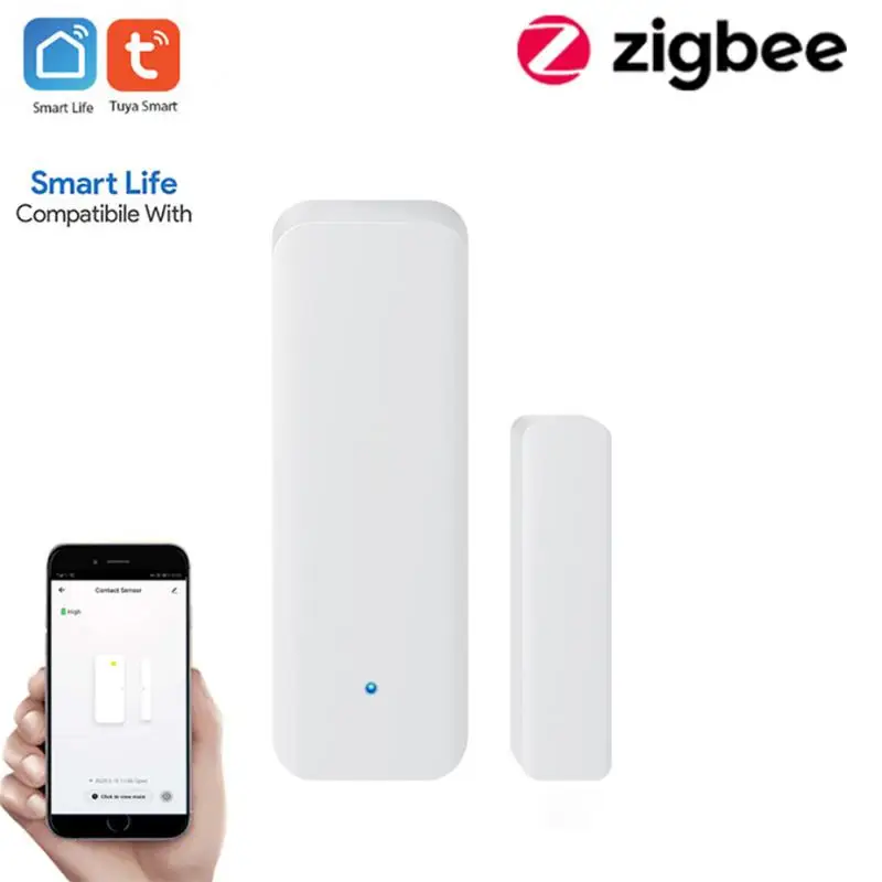 Tuya Zigbee Door Sensor Smart Door Open/Closed Detectors Smart Life APP Window Sensor Work With Alexa Google Home Smart Home Hot intruder alarm panic button Alarms & Sensors