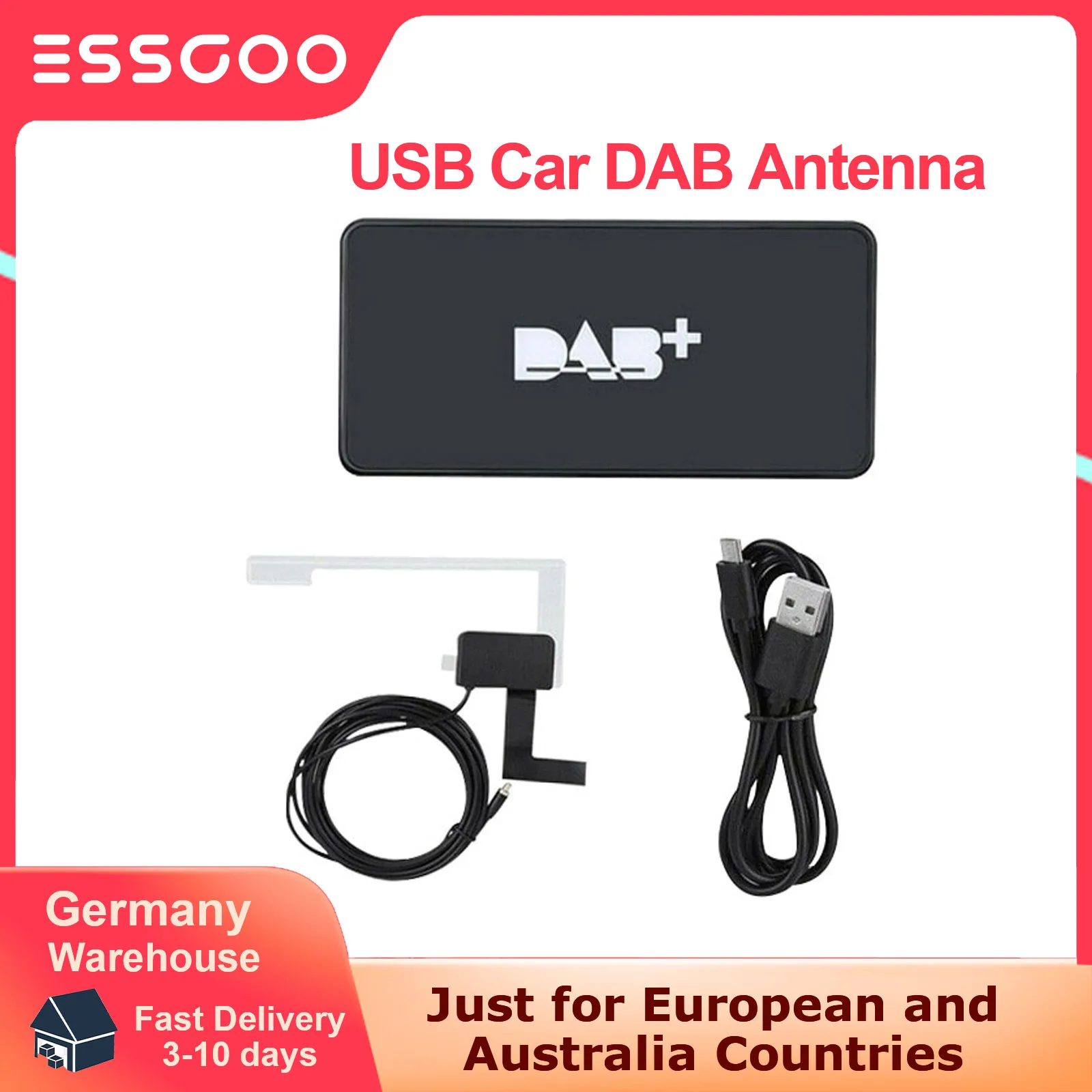 Usb Car Dab Antenna Digital Broadcast Dab + Radio Box Receiver Adapter