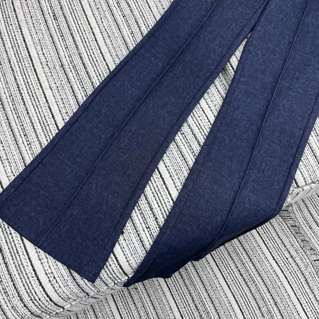 2024 Spring/Summer New Women's Wear Design Sense Bandage Waist Design Bell-Bottom Pants 0409