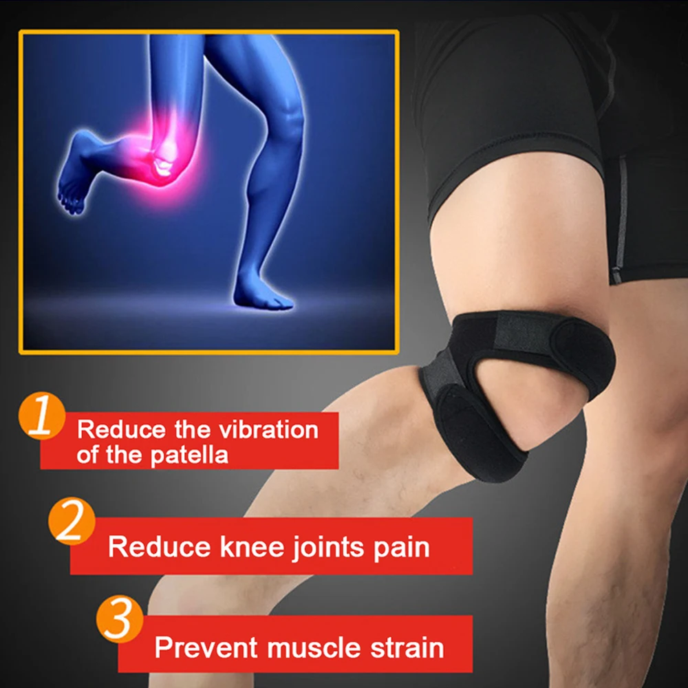 Sports Kneepad Double Patellar Knee Patella Tendon Support Strap Brace Pad Protector Open Knee Wrap Band 1 PCS