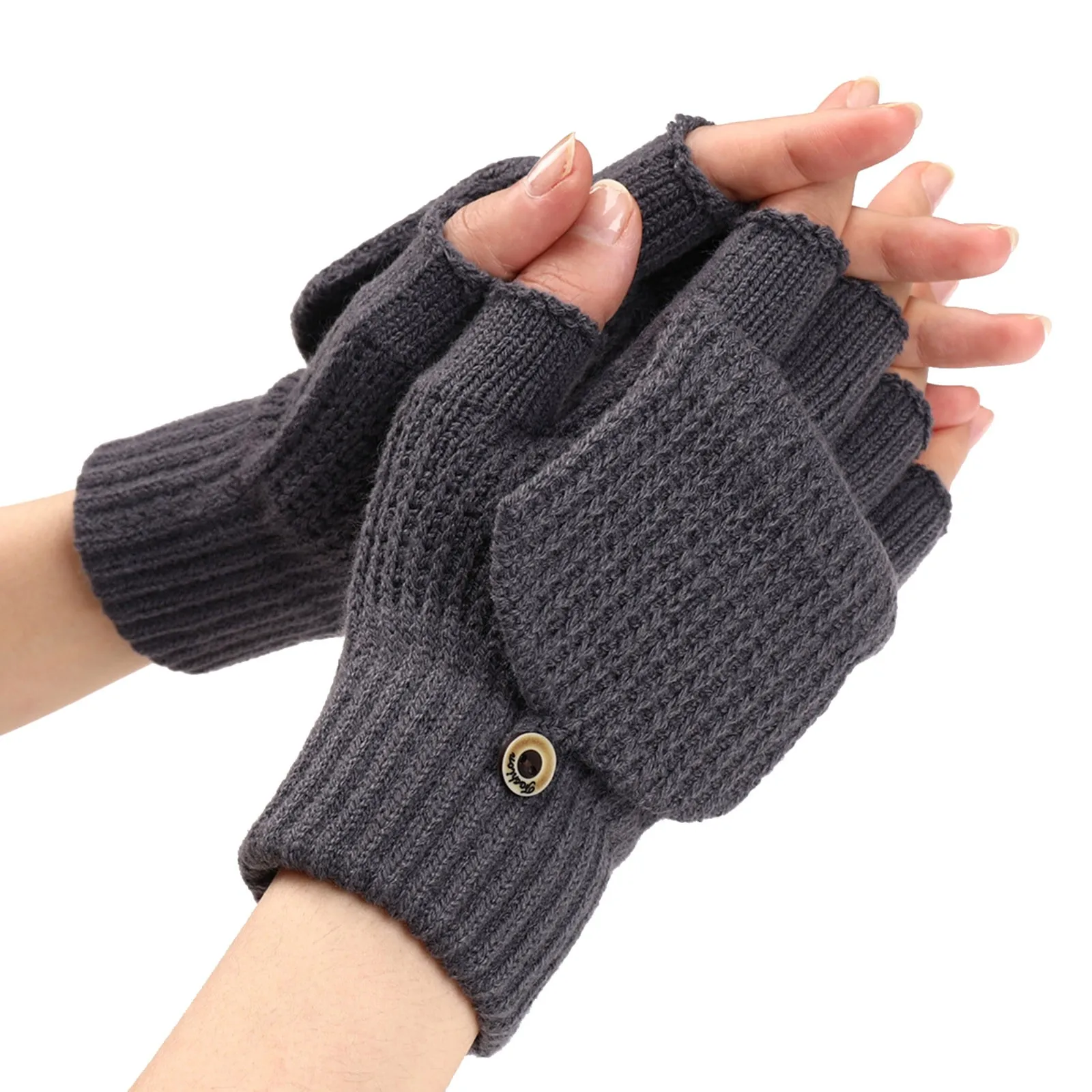 

2020 Winter Warm Thickening Wool Gloves Knitted Flip Fingerless Exposed Finger Thick Gloves Without Fingers Mittens Glove Women