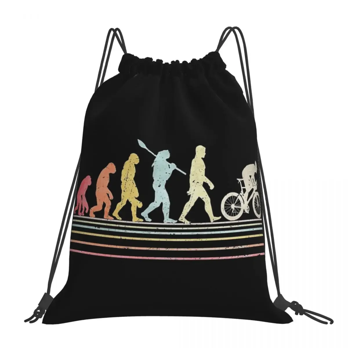 

Evolution Of Man Cycling Backpacks Portable Drawstring Bags Drawstring Bundle Pocket Sports Bag BookBag For Man Woman Students