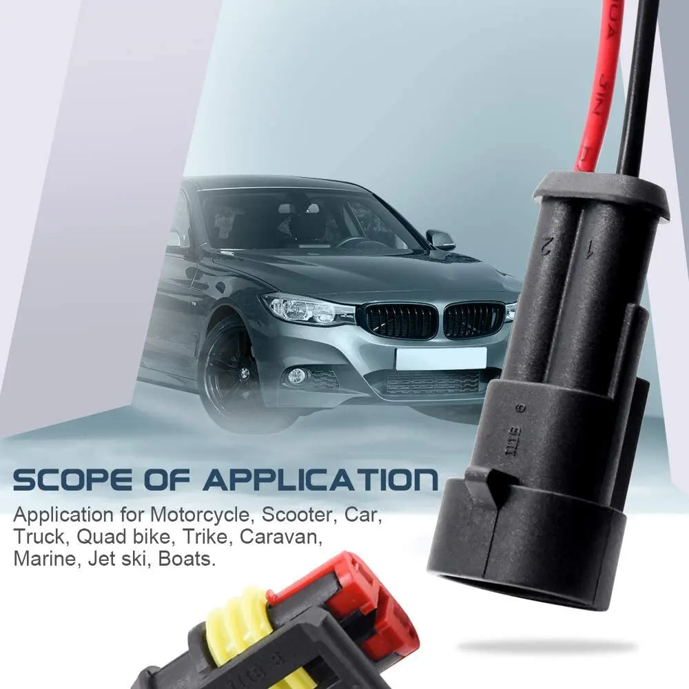Wire Connector 2 Pin Waterproof Male and Female 20AWG 5 Pairs for Car Truck Boat