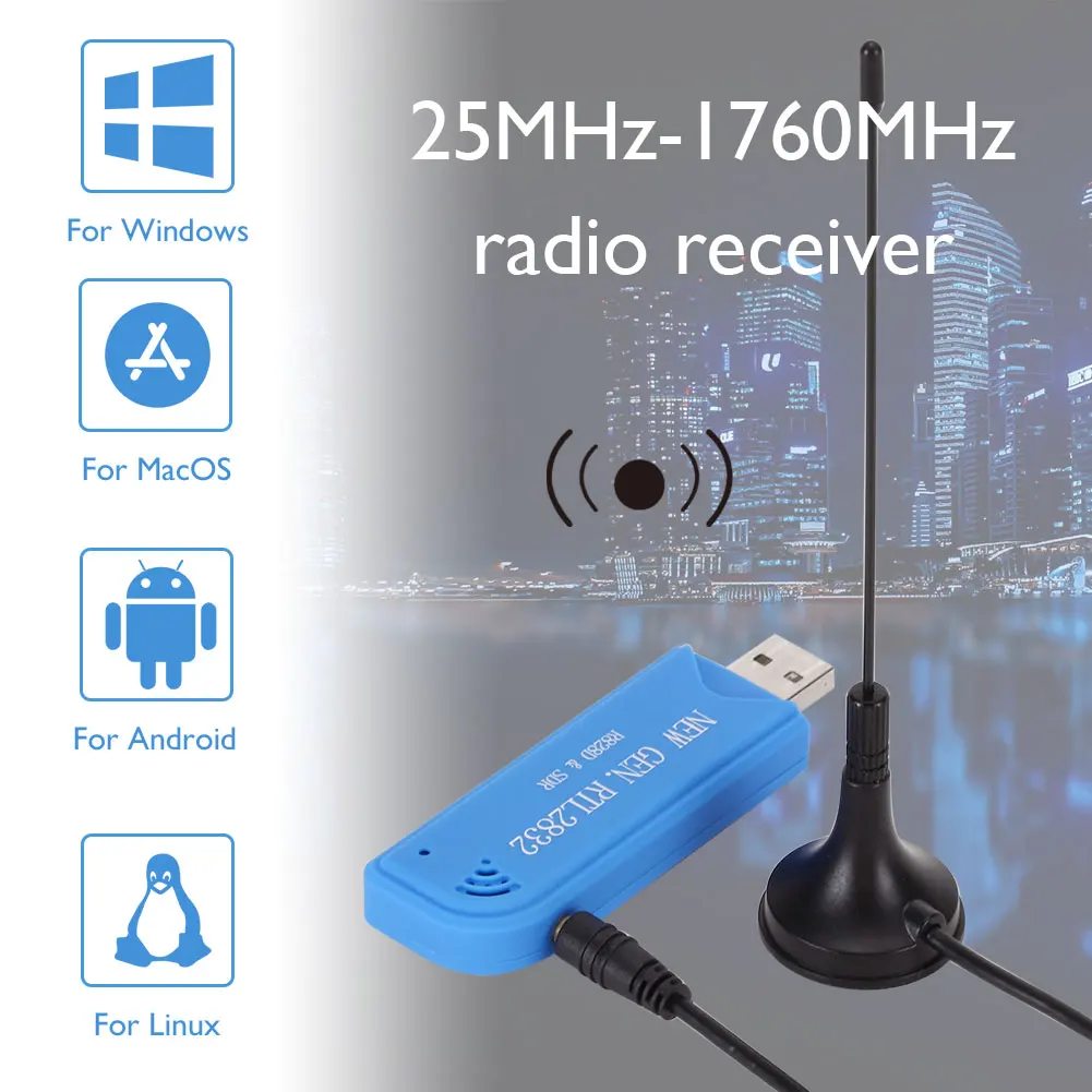 hd antenna USB 2.0 TV Receiver DAB FM RTL2832U R828D SDR RTL A300U 25MHz-1760MHz Receiving Frequency Tuner Dongle Stick with Antenna now tv stick