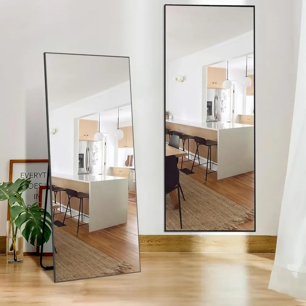 

Large Full Body Mirror for Bedroom Modern Design Standing Floor Mirror Wall Mirrors Black(Aluminum Alloy Frame) Freight Free