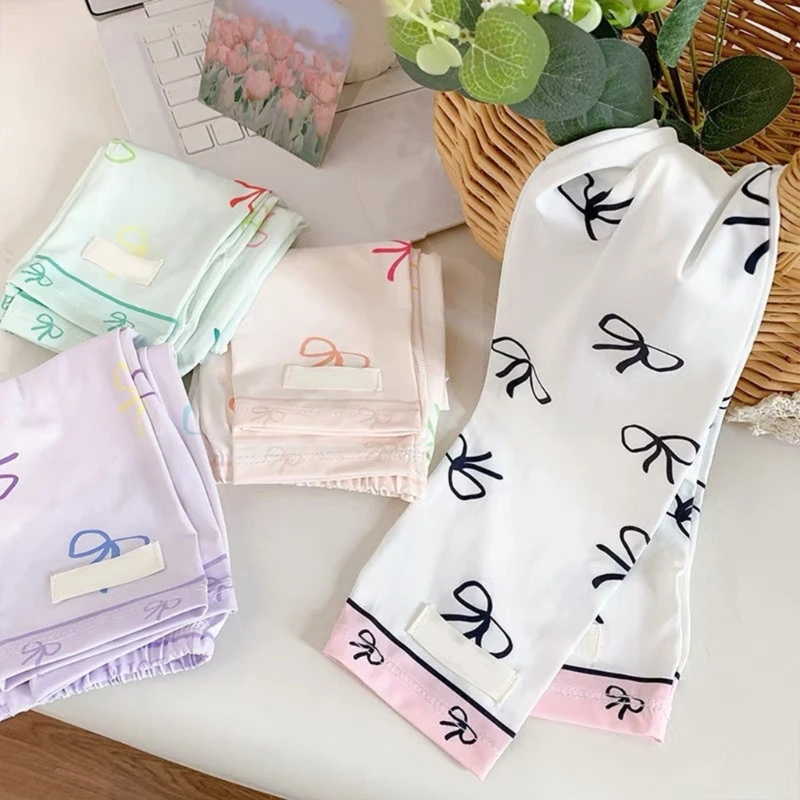 Women Bowknot Print Arm Sleeves Summer Sun Protection Outdoor Cooling Sleeve for Cycling Fishing Driving Riding Outdoor Activity