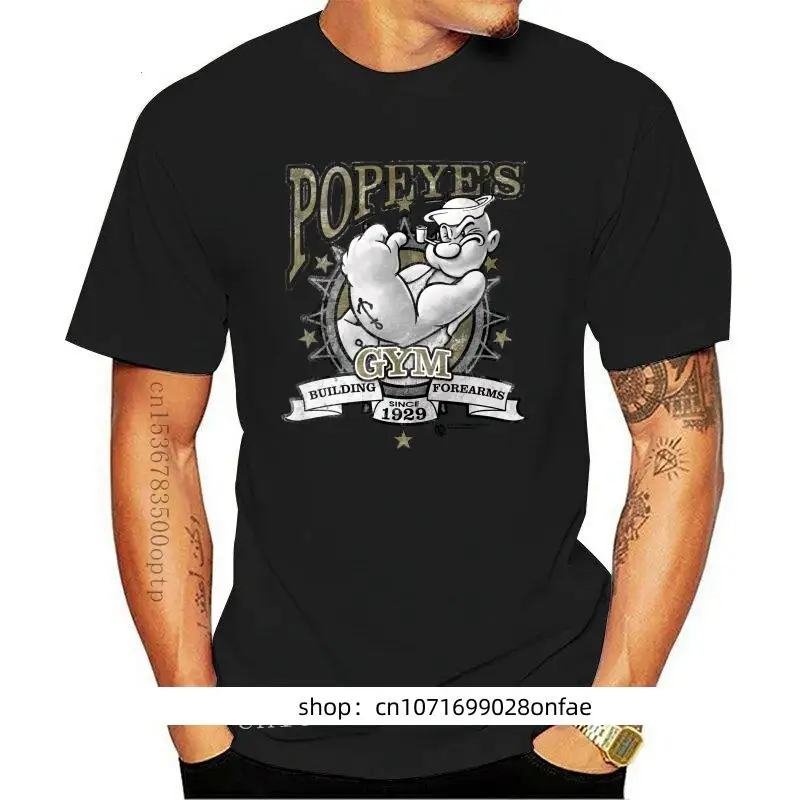New Popeyes Gym Building Avambracci Dal 1929 T-Shirt Per Adulti Con Licenza Tutte Le Taglie T-Shirt In Cotone Personalizza