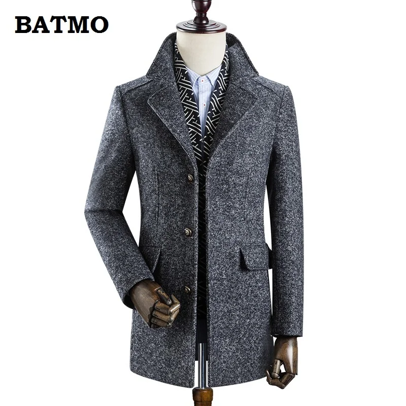 

BATMO 2024 new arrival winter high quality wool thicked trench coat men,male gray jackets,overcoat size M-4XL,AL19