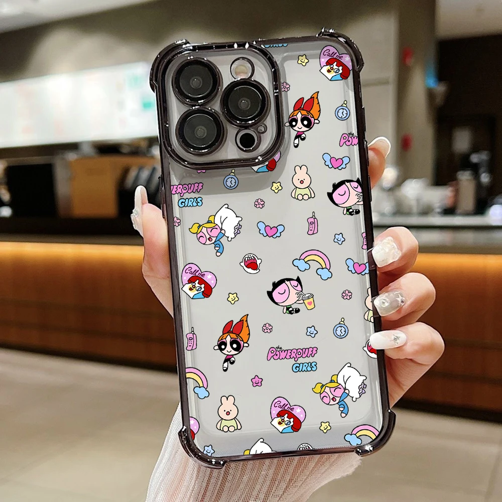 Powerpuff Girls Plating Phone Case - Anti-Fall Airbag Design