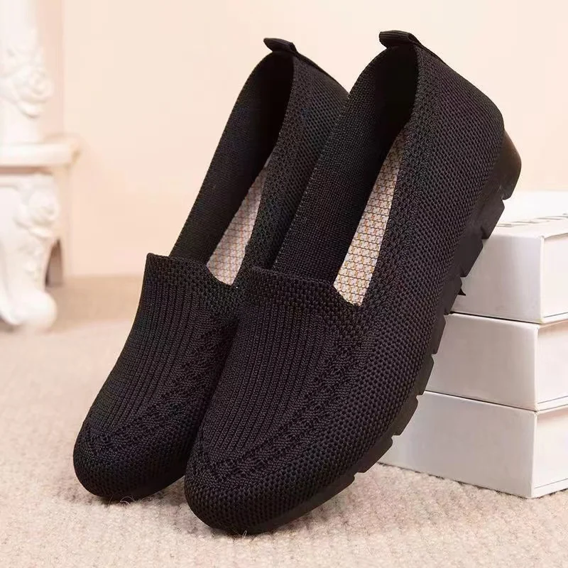 Women Flat Toe Knitted Ladies Office Shoes Comfortable Formal