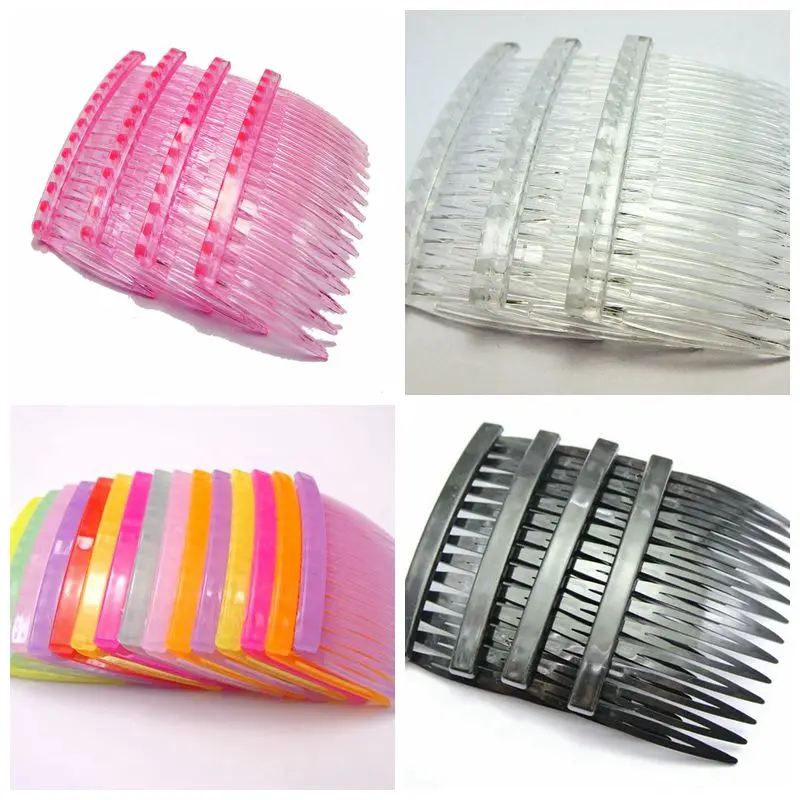 Clear Plastic Hair Clips Side Combs Pin Barrettes 70X40mm Ladies 10