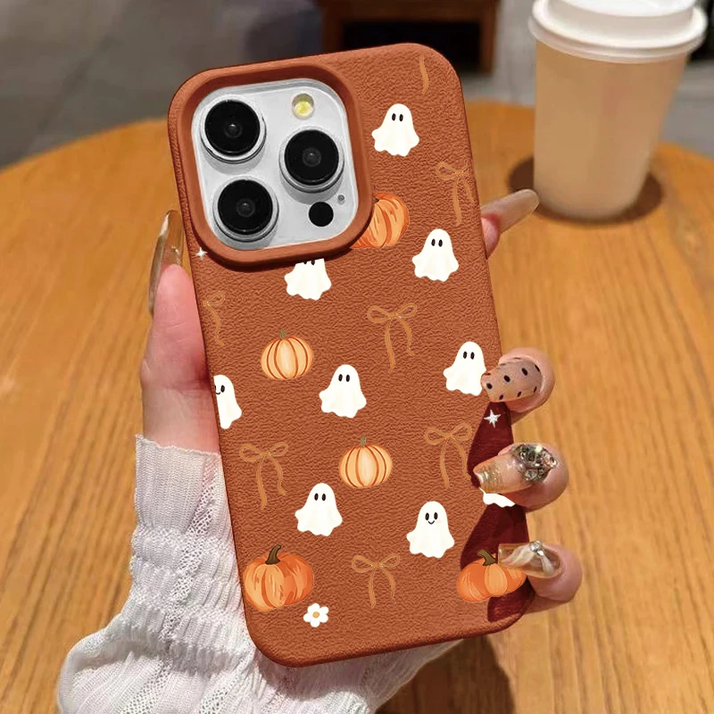 Cartoon Halloween Pumpkin Ghost Lychee Design Phone Case