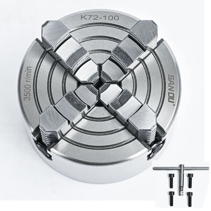 Mandrino Per Tornio 100Mm Sanou Brand 4 Jaw Chuck Tornio K72-100 Mini Tornio Per Mandrino In Metallo Indipendente Per Tornio Piccolo