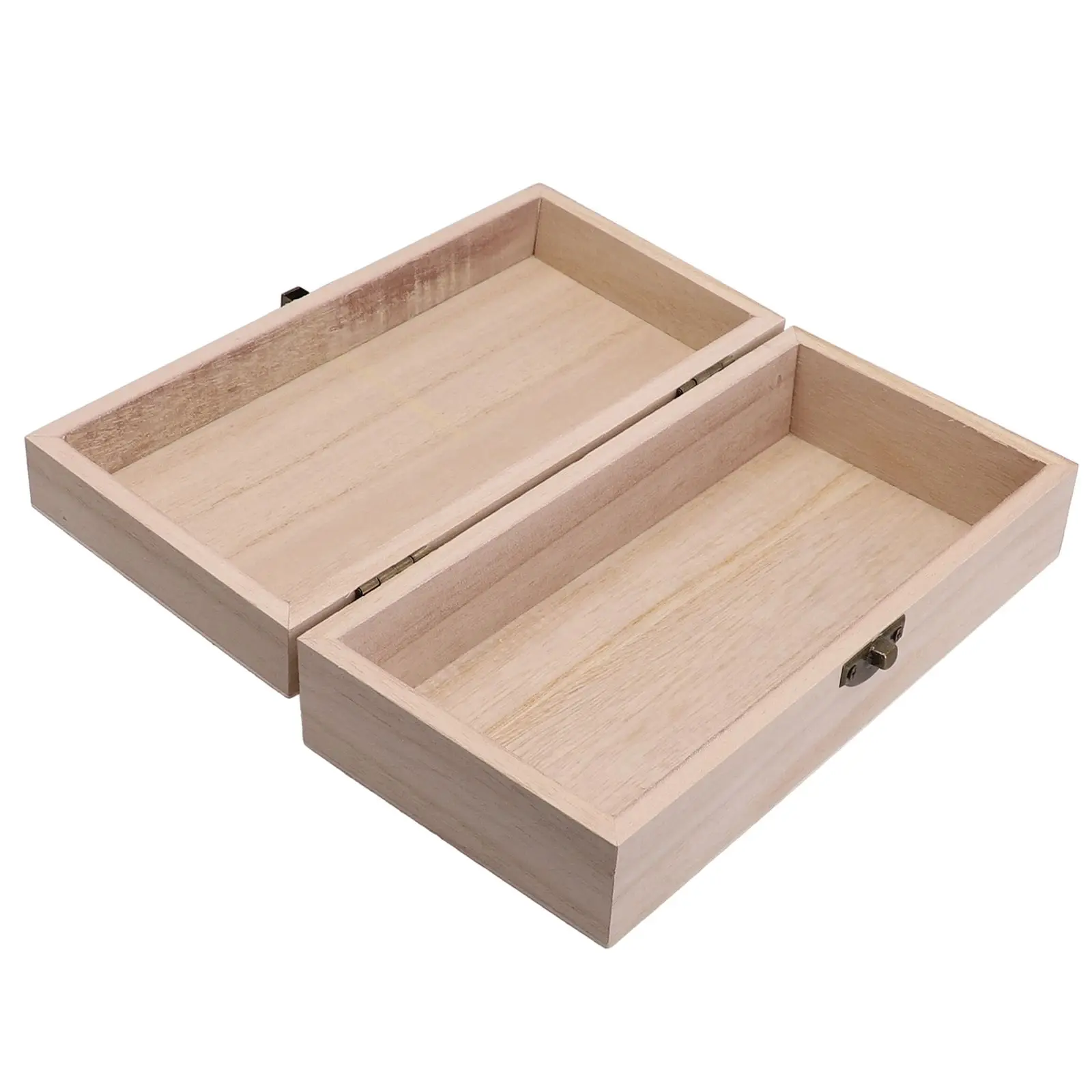 

1pc Wooden Storage Box Rectangular Retro Buckle 20x10x6cm Right Angles Corners Sealed Wooden Box Clamshell Gift Box