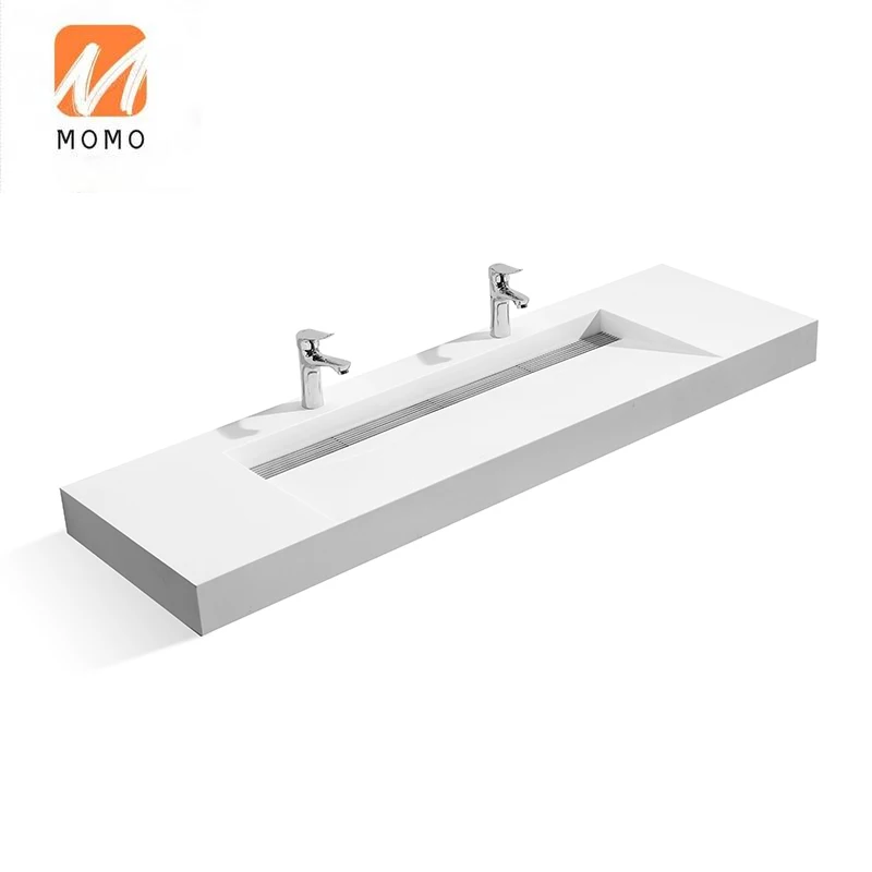 Wall mount and solid surface acrylic sink polish for bathroom