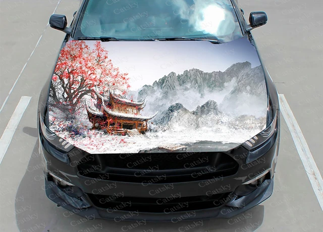 Japanische hand gemalt landschaft auto haube aufkleber vinyl aufkleber  grafik verpackung aufkleber grafik hood aufkleber auto nach diy berg -  AliExpress