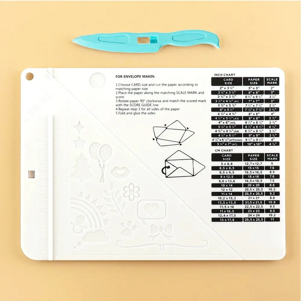 Scoring Board Multi-Purpose Measuring Grid Paper Card Envelope Maker Scrapbooking DIY Craft Supplies Tool