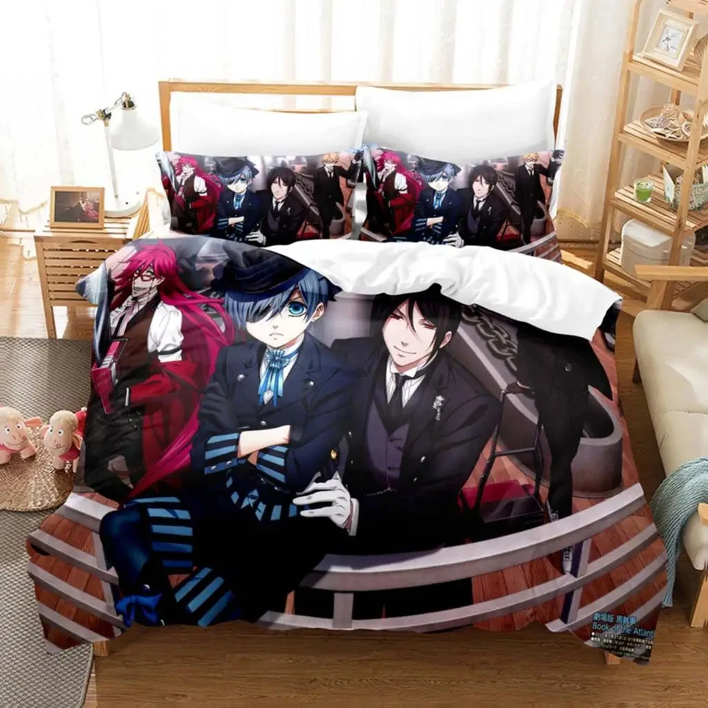 

3D Print Anime Black Butler Sebastian Ciel Bedding Set Boys Girls Twin Queen Size Duvet Cover Pillowcase Bed Kids Adult