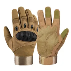 Enhanced Men's Full - Finger Tactical Outdoor Gloves with Touchscreen Capability and Protective Padding - M (BROWN)