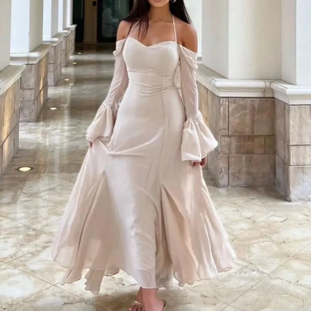 

Muloong Halter Ankle-Length Women Elegant And Pretty Luxury Prom Dress