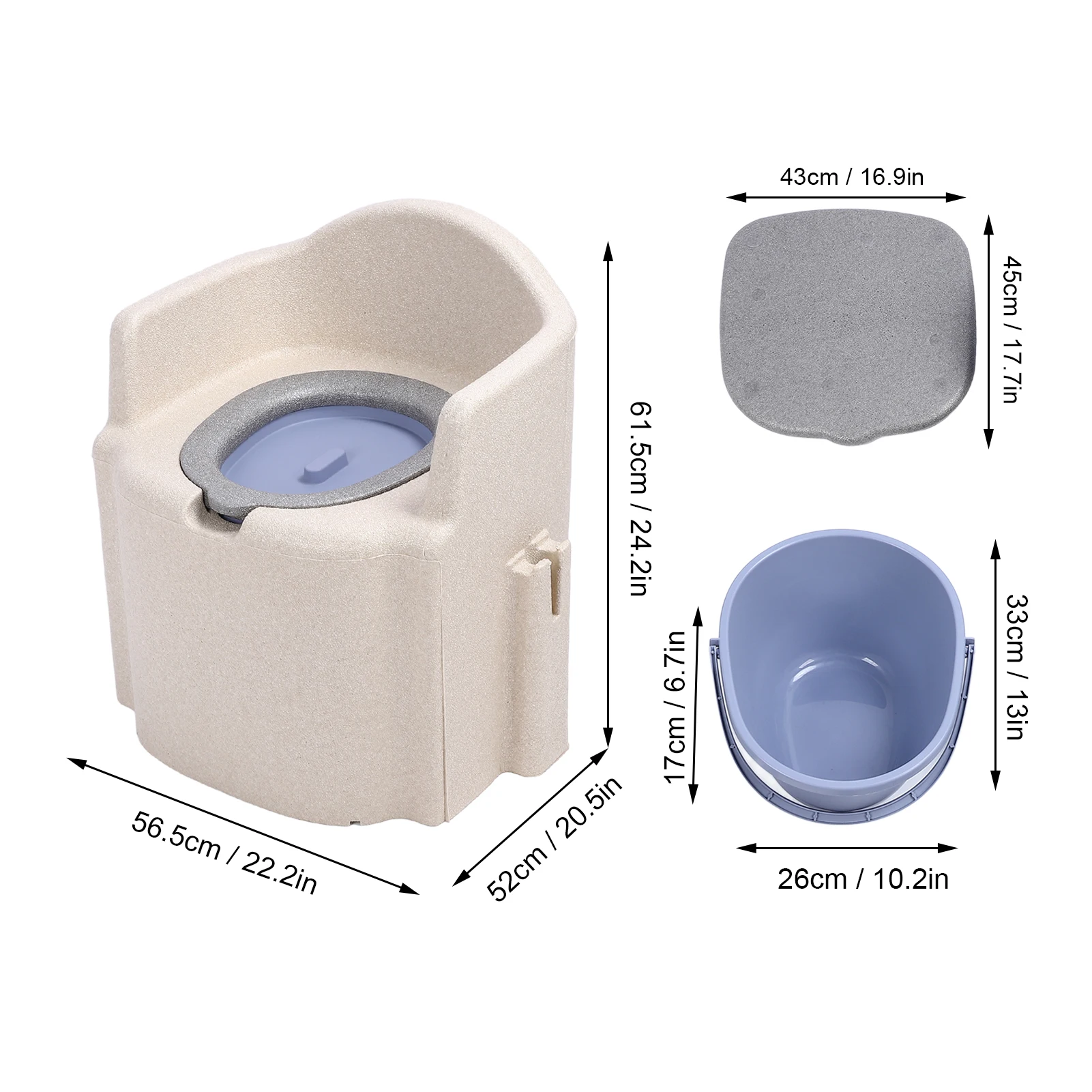 Commode Shower Chair Bucket Bedside Commode Chair Strong Load Bearing Capacity Anti Slip Stable Comfortable for Bathroom 6