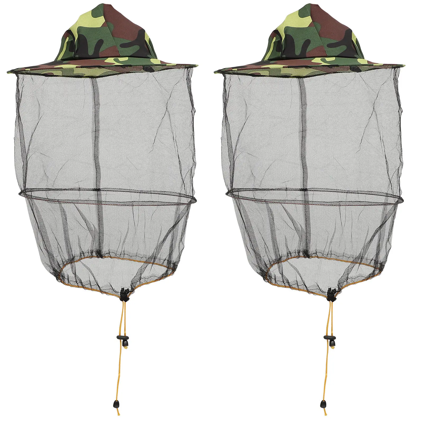 2Pcs 꿀벌 모자 보호용 메쉬 페이스 네트 탄성 넥 야외 곤충 방지 헤드웨어 양봉 낚시 사냥용