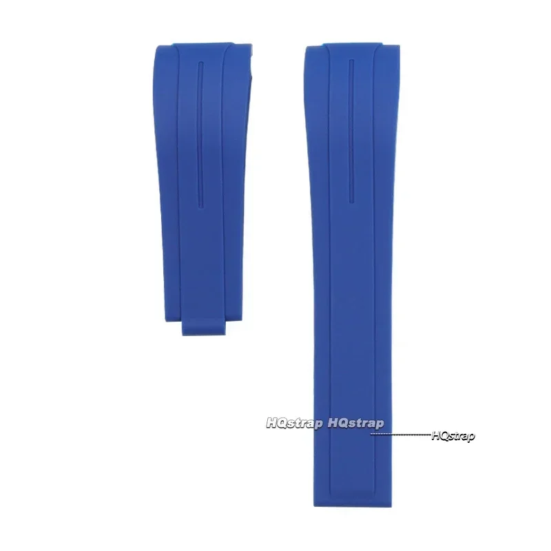 Waterproof Silicone Sport Watch Strap with Curved Ends and Folding Buckle