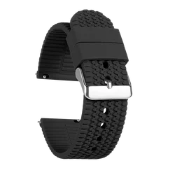 Waterproof Silicone Quick Release Smart Watch Band - Black & Green Rubber Wristband - 22mm (Black)